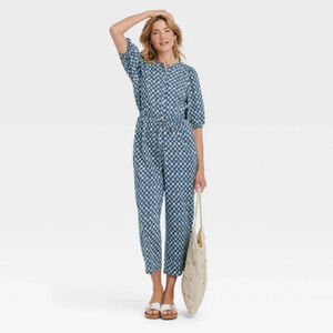 Universal Thread Blue Patterned Jumpsuit